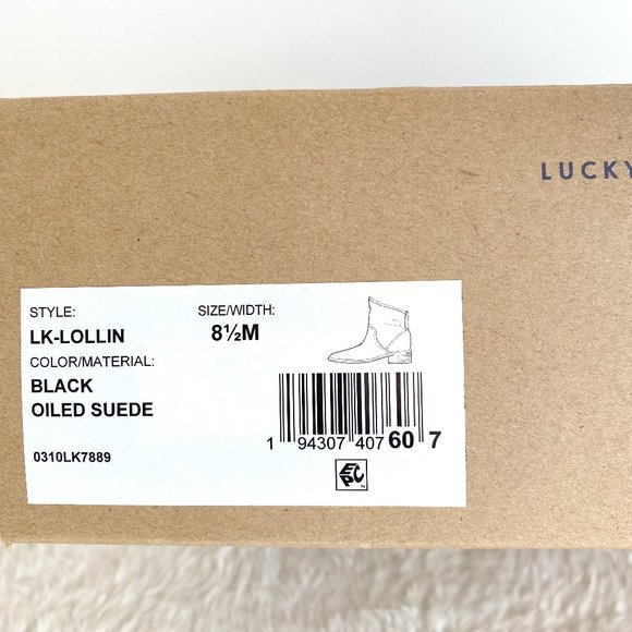 Lucky Brand Lollin Women's Pull-on Ankle Boots, Black Oiled Suede, Size 8.5 M - Picture 2 of 9